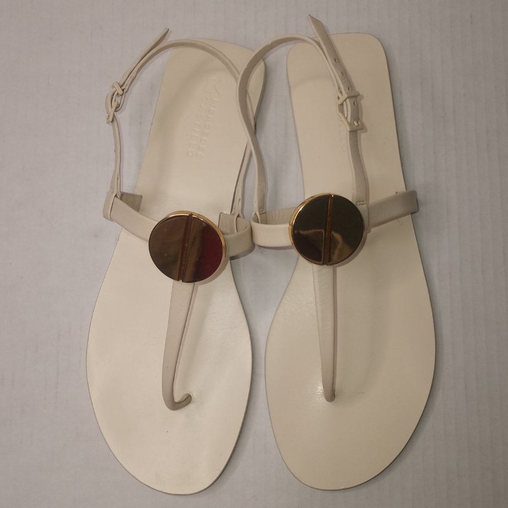 Mercades Castillo Bone Drew Thong T-Strap Leather Sandals